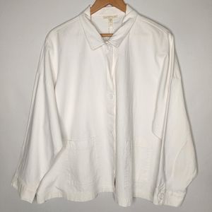 Eileen Fisher Organic Cotton Hemp Classic Collar White Workwear Inspired…